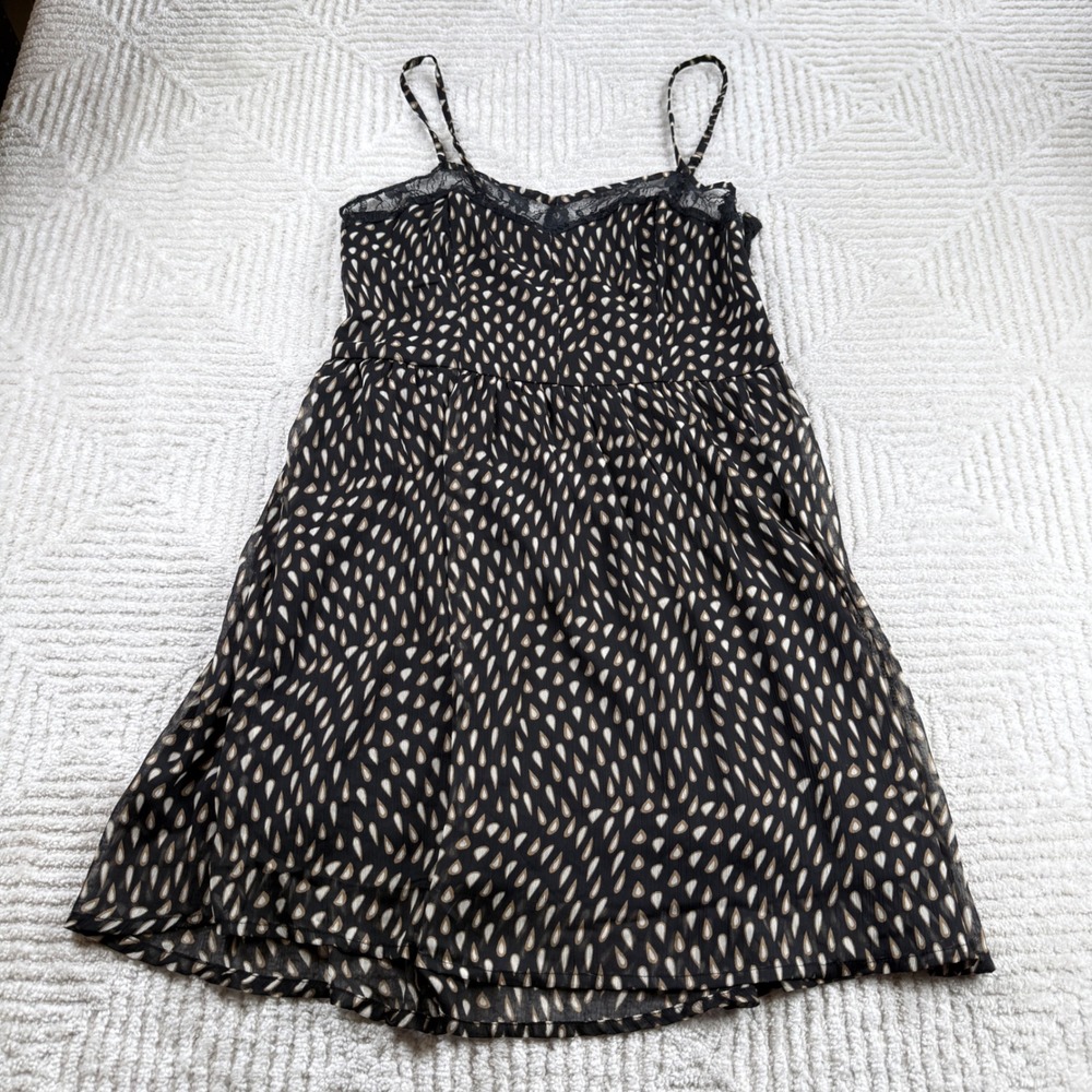 Bar III Mini Dress Womens L Black Lace  Babydoll Boho Coquette Indie Whimsigoth
